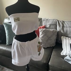 Costumed White Two Piece Short Set